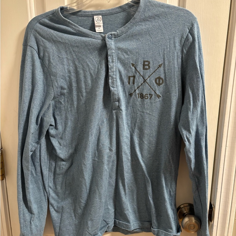 Alternative Apparel Blue Long Sleeve Henley Shirt Men’s Soft Casual size medium